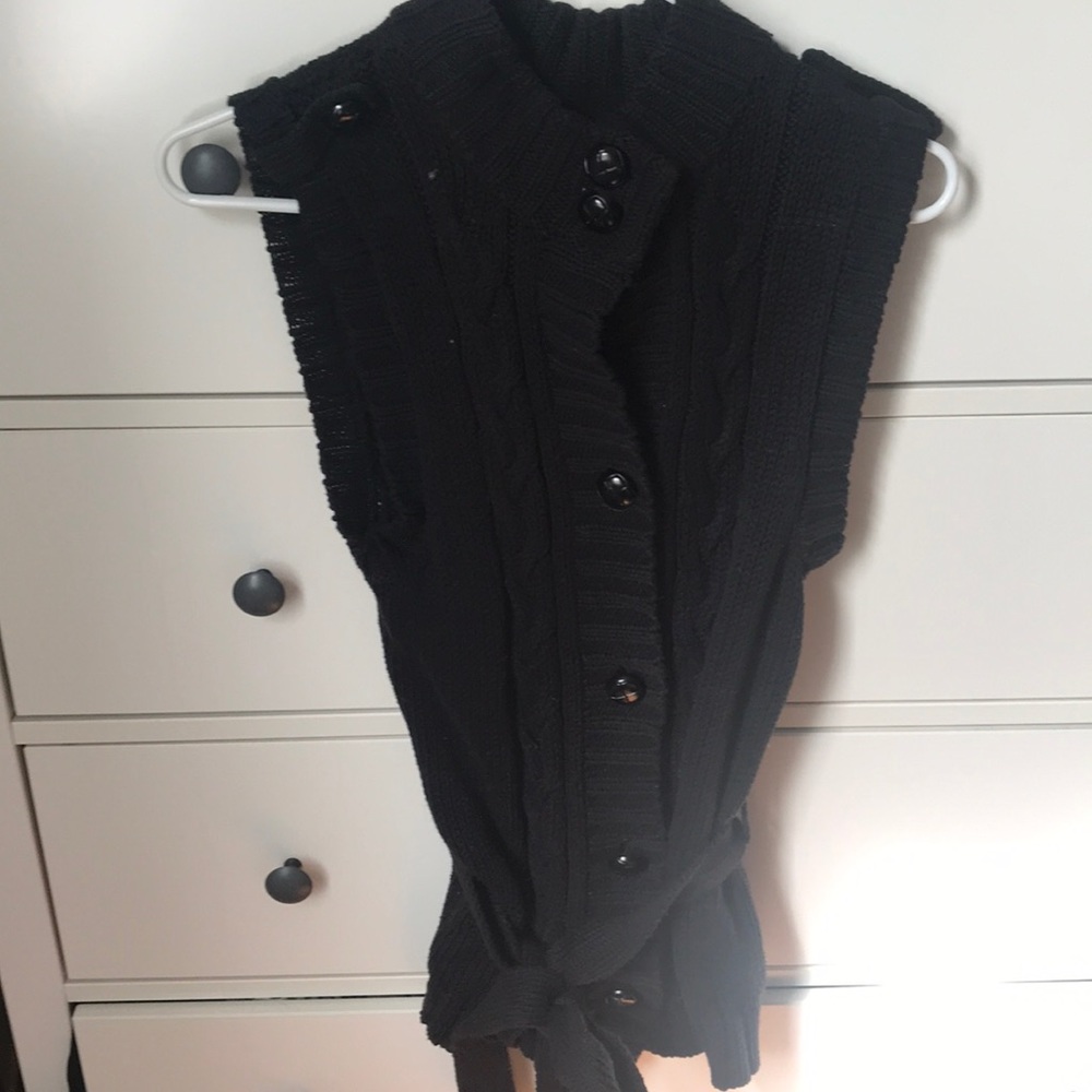 Black button up sweater vest